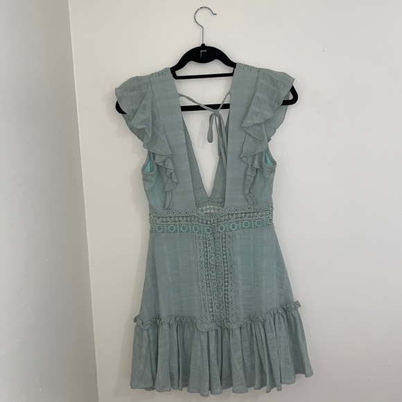 Island Gypsy Boutique Teal Dress with Crochet Detailing & Open Back - Picture 2 of 4
